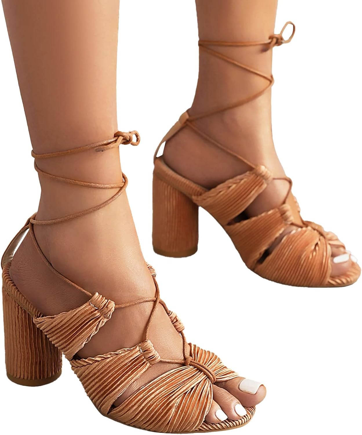 Hbeylia Women's Latin Dance Shoes Fashion Peep Toe Cutout Lace Up Satin Professional Ballroom Salsa Practice Performance Dance Shoes High Heels
