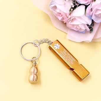 7 Color Emergency Whistle Keychain Brass Calabash Waterproof Safety Jewelry for Travel Outdoors Hiking Gear YA6000