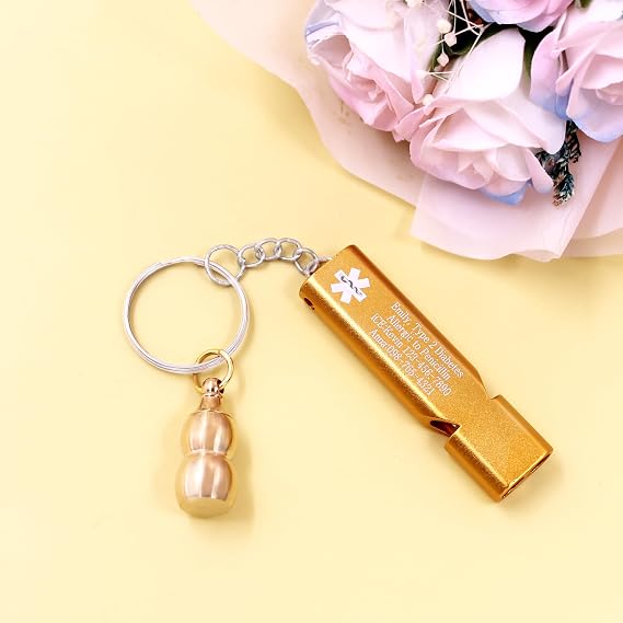 7 Color Emergency Whistle Keychain Brass Calabash Waterproof Safety Jewelry for Travel Outdoors Hiking Gear YA6000