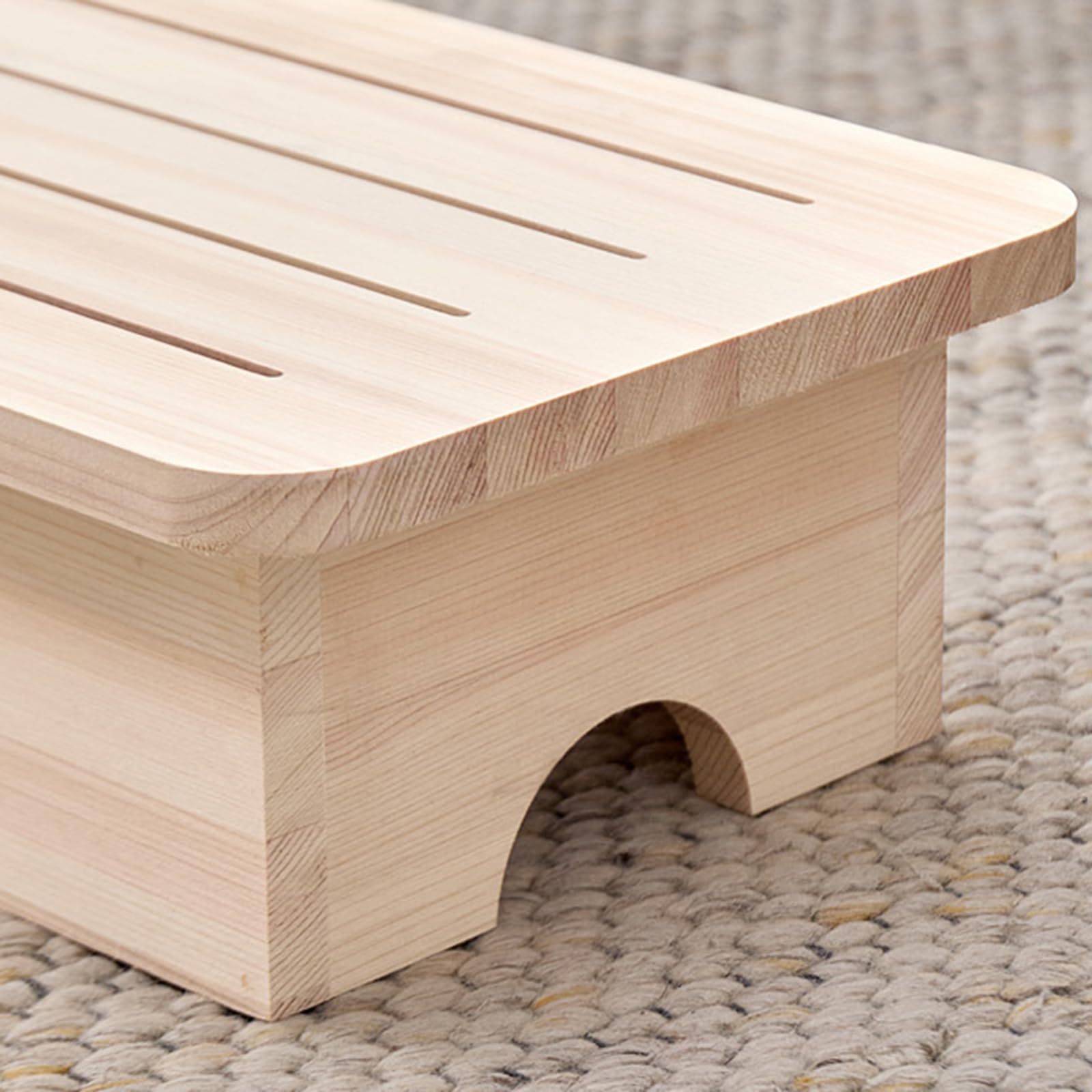 Taburete de madera maciza, estético, natural, para uso doméstico, multiusos, reposapiés, compacto, para sala de estar