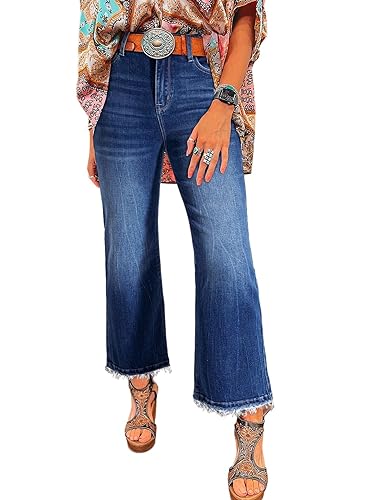 Astylish Womens High Waisted Jeans Stretchy Flared Straight Leg Loose