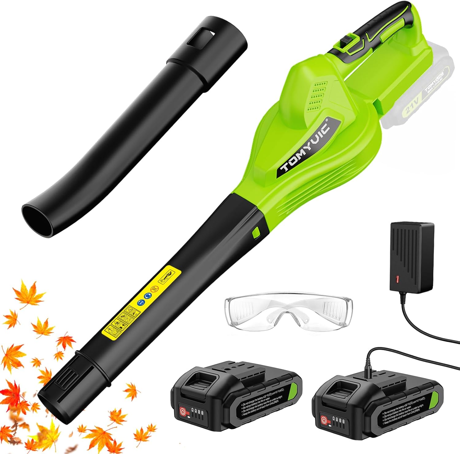 Electric Cordless Leaf Blower Battery-Powered – Lightweight Handheld Blower with 2 x 21V Rechargeable Batteries & Charger for Lawn, Yard, Patio, and Garden Care