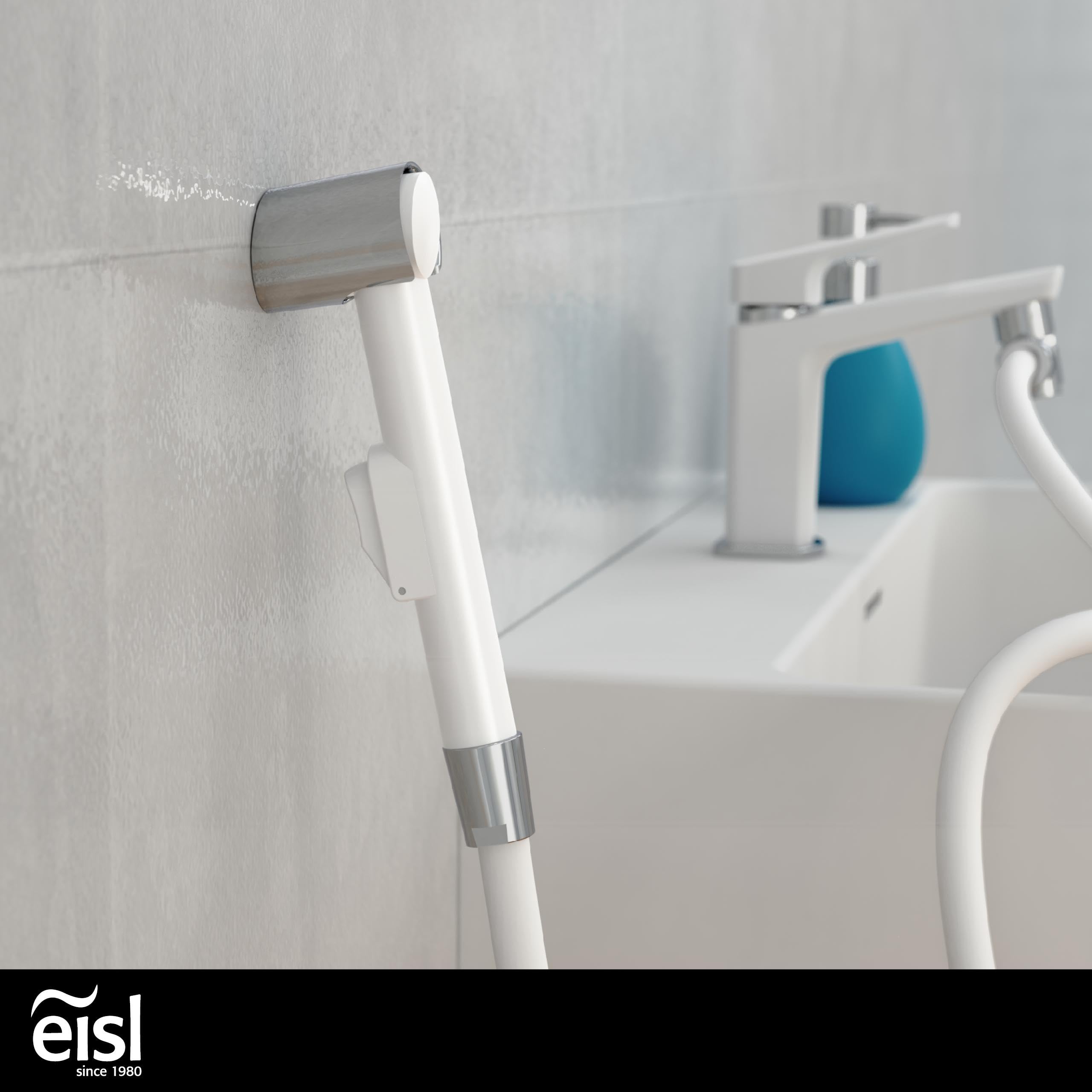 EISL DX25W-A lavabo, doccetta per Cucina, Bagno, Lavanderia o Officina, Ideale per aggiornamento, Facile da Usare, Set con Tubo da 125 mm e Adattatore per Tutti i Comuni rubinetti, Bianco