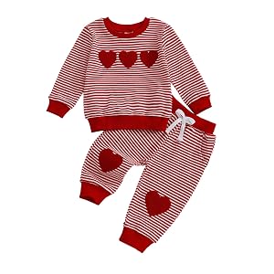 Giraropa Toddler Baby Girl Clothes Waffle Knit Sweater Sweatsuit Heart Embroidery 2Pcs Joggers Pants Set Fall Winter Clothes