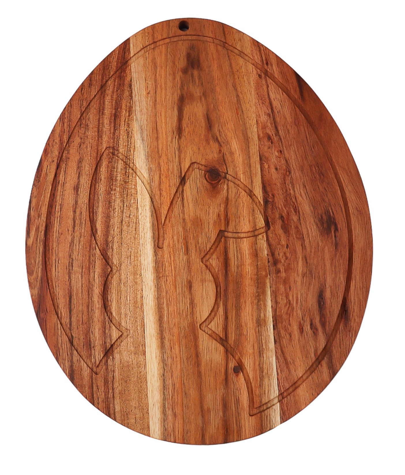 Affinity DecorEgg Shaped Wood Serving Board, Wood Cutting Board for Kitchen with Groove, Wooden Charcuterie Boards, Egg Bunny Serving Platter for Cheese and Food, 13" x 10.3"