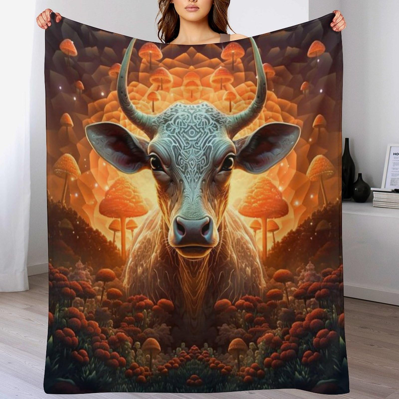 Couverture Vache Flanelle contre le Froid Lit et Canapé 150x200cm