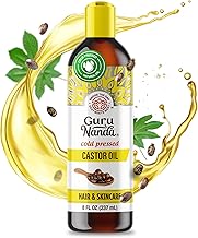 GuruNanda Castor Oil (8 Fl oz), 100% Pure & Natural - Cold Pressed & Hexane-Free, Hydrating Carrier Oil for Skin, Hair, Eyebrows & Eyelashes Growth