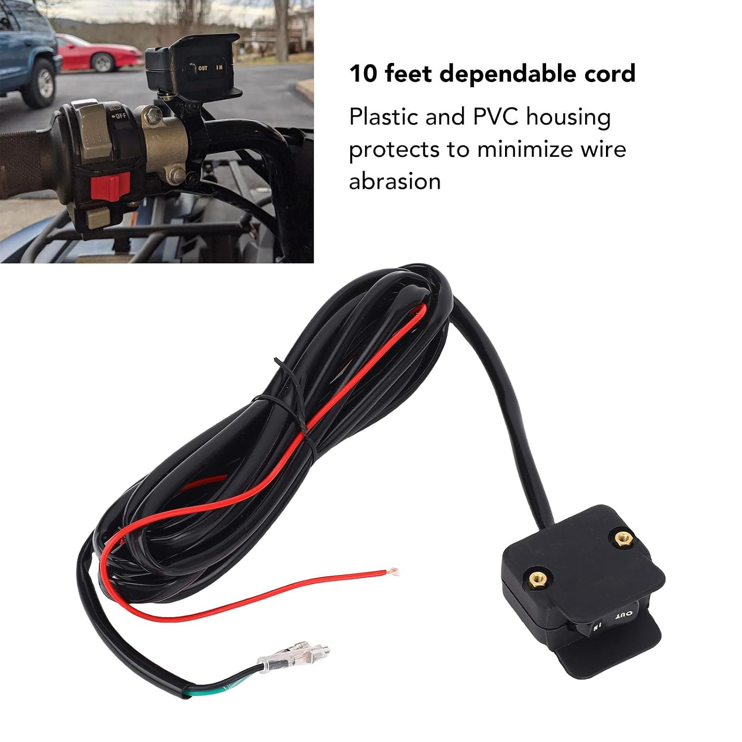 Winch Rocker Thumb Switch with Mounting Bracket, Handlebar Control Line Kit for ATV UTV Winch Replacement Handlebar Control Switch