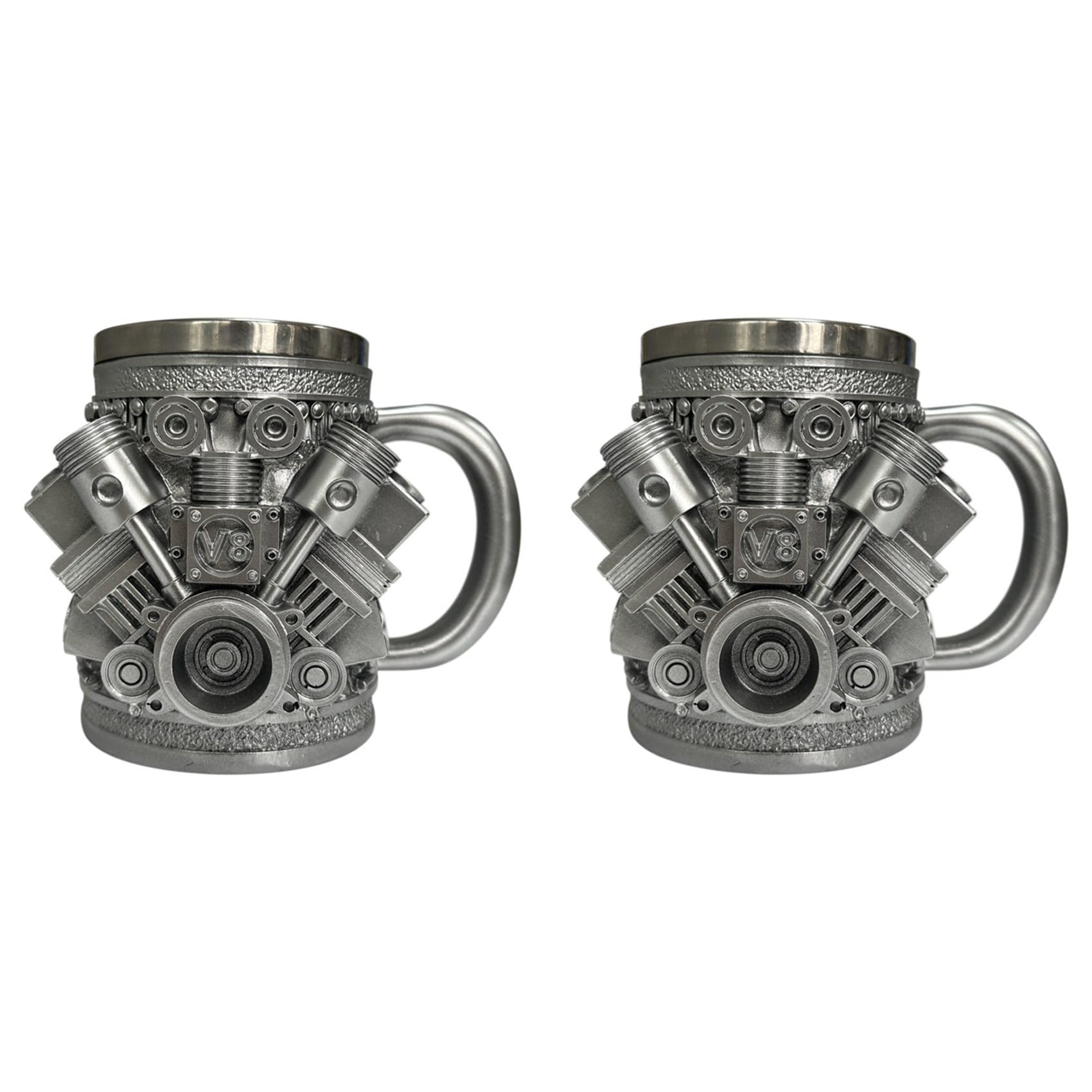 Hndhbfgrt 2X Personalized Engines Stainless Steel Mug, Car Engine Design Coffee Mug for Car Enthusiasts and Fan V8