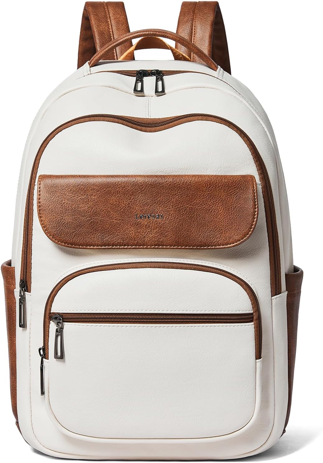 37L Backpack Purse for Women Men for Work Travel Back Pack Purses Vegan Leather Laptop College Daypack Shoulder Bag Beige