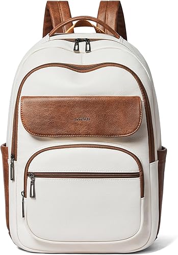 Leresas Mochila de 37L para mujeres y hombres, bolsa de profesor, mochila de viaje de trabajo, mochila de cuero vegano para computadora portátil,