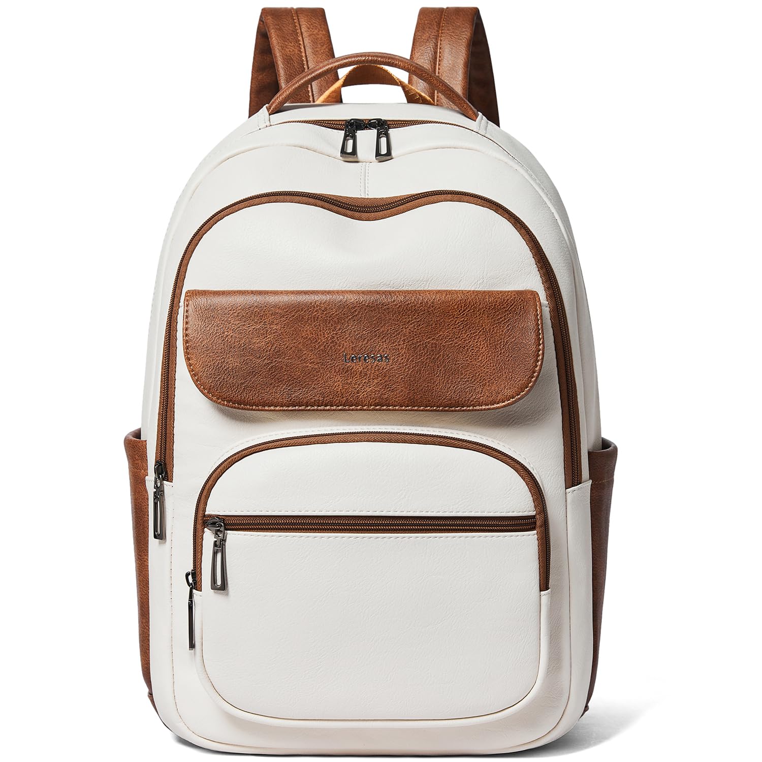 37L Backpack Purse for Women Men for Work Travel Back Pack Purses Vegan Leather Laptop College Daypack Shoulder Bag Beige