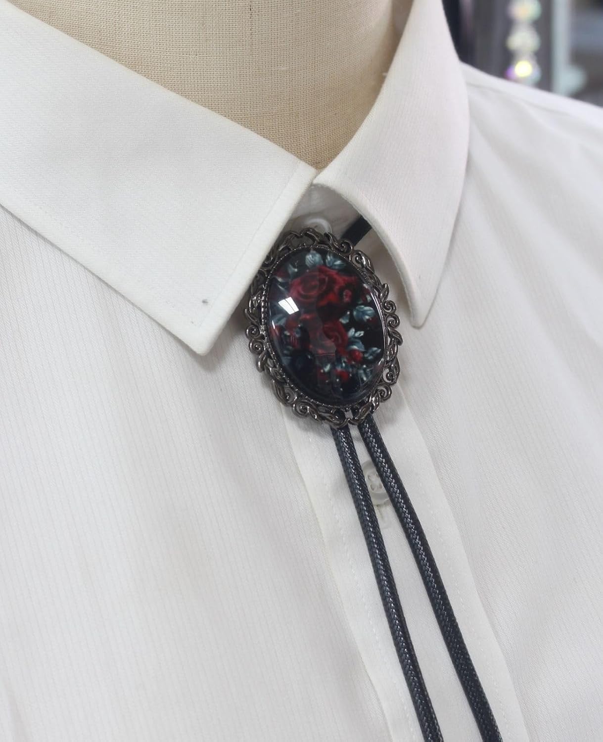 PEARLY JUN Bolo Tie for Women Men Flower Rose Western Cowboy Brown Leather Country Style String Vest Gifts