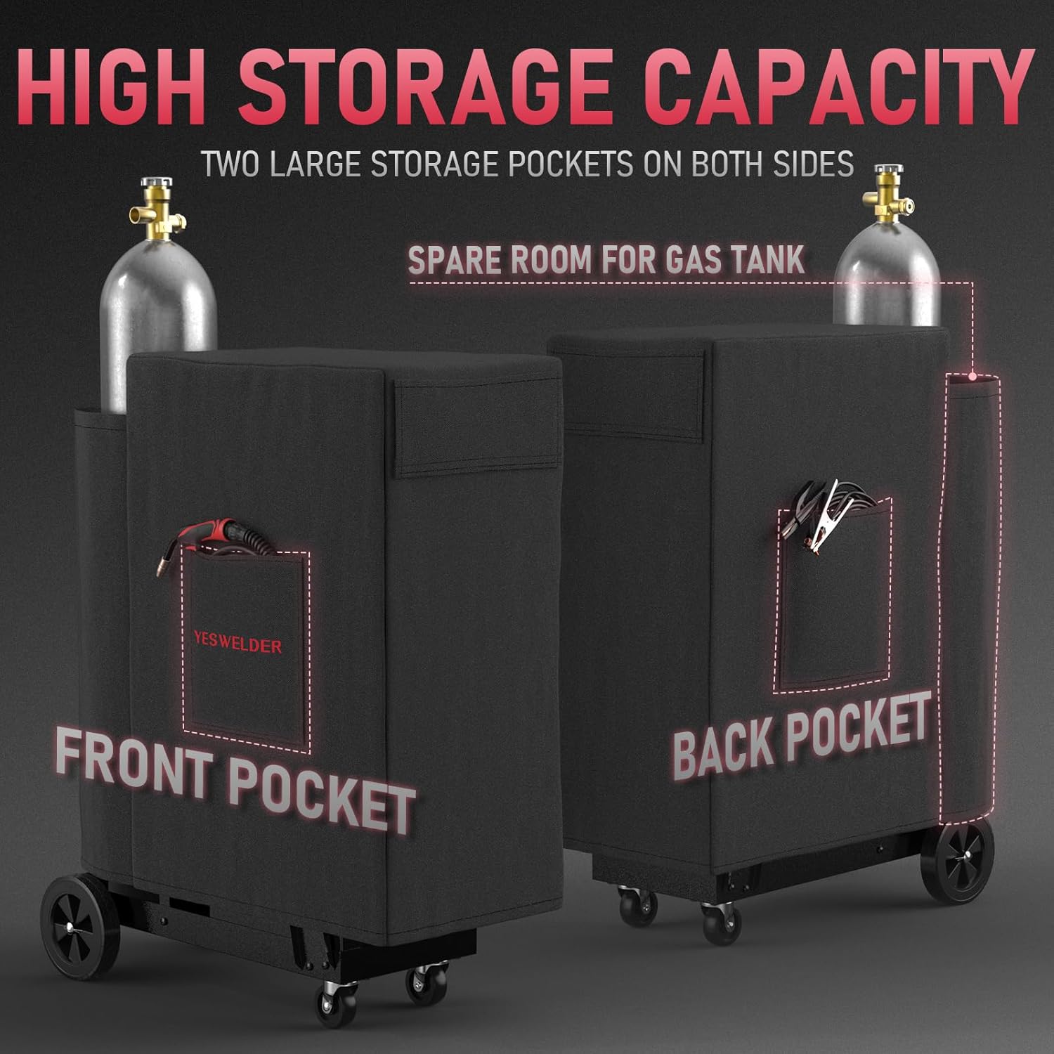 YESWELDER Welding Cart with 4 Drawers for MIG Welder TIG Welder and Plasma Cutter, Heavy Duty Large Storage 360° Rolling Welding Trolley & Waterproof Protective Dust Cover