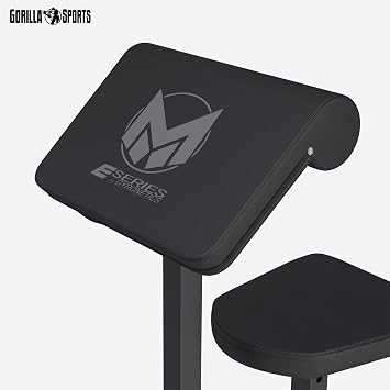 GYRONETICS® Preacher Curl Bench - Adjustable, Max Load 150 kg, Non-Slip Feet, Quick-Release Fasteners, Faux Leather Cover, Black - Bicep Workout Equipment, Arm Curl Bench, Preacher Seat