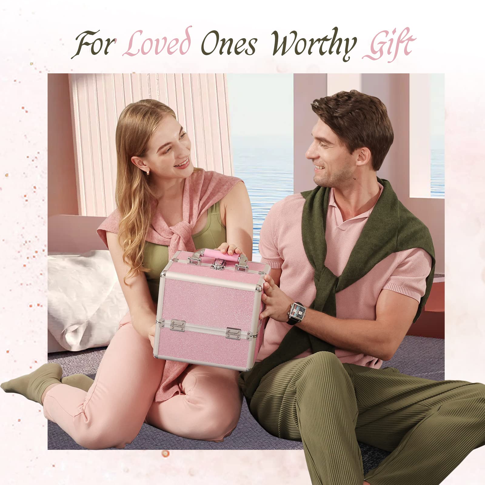 Schminkkoffer Kosmetikkoffer Make up Organizer Alu Werkzeugkoffer Nagel Koffer Beauty Case Make up Organizer,Rosa