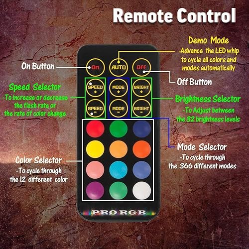 Miniatura 5 de 2 luces LED de 5 pies, 360  en espiral, antena iluminada RGB LED látigos con bandera para UTV, ATV, todoterreno, camión, arena, buggy, duna, quad, 4
