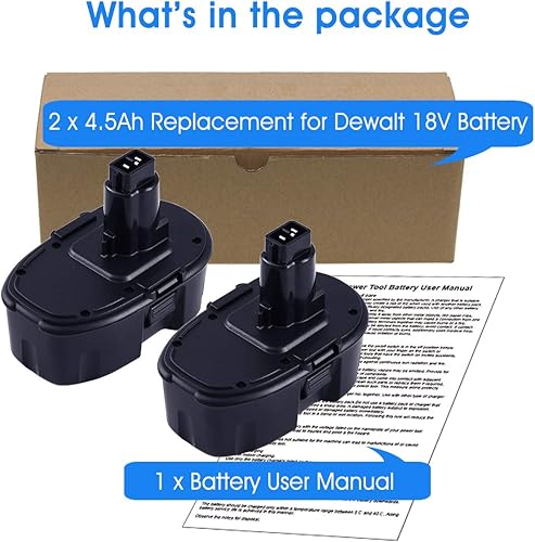 Miniatura 7 de 2 paquetes de 18 V 4.5 Ah DC9096 DC9098 Ni-Mh repuesto para batería Dewalt 18V 4500mAh XRP compatible con Dewwalt 18 voltios DC9096 DC9098 DC9099