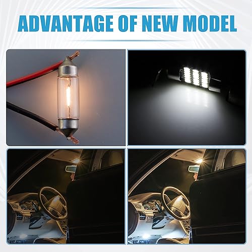 Miniatura 3 de Festoon Luz LED 1.220 in 3014 Bombilla LED Interior Domo Mapa Puerta Lámpara Cortesía Luces 6000K Blanco (juego de 4)