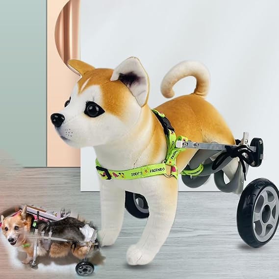 Full Support Dog Ourdooe Wheelchair w/ 4 Wheel, Adjustable Pet Mobility Aid for Dog Walking, Dog Hip Dysplasia Brace Support Back Legs(Size XXS)