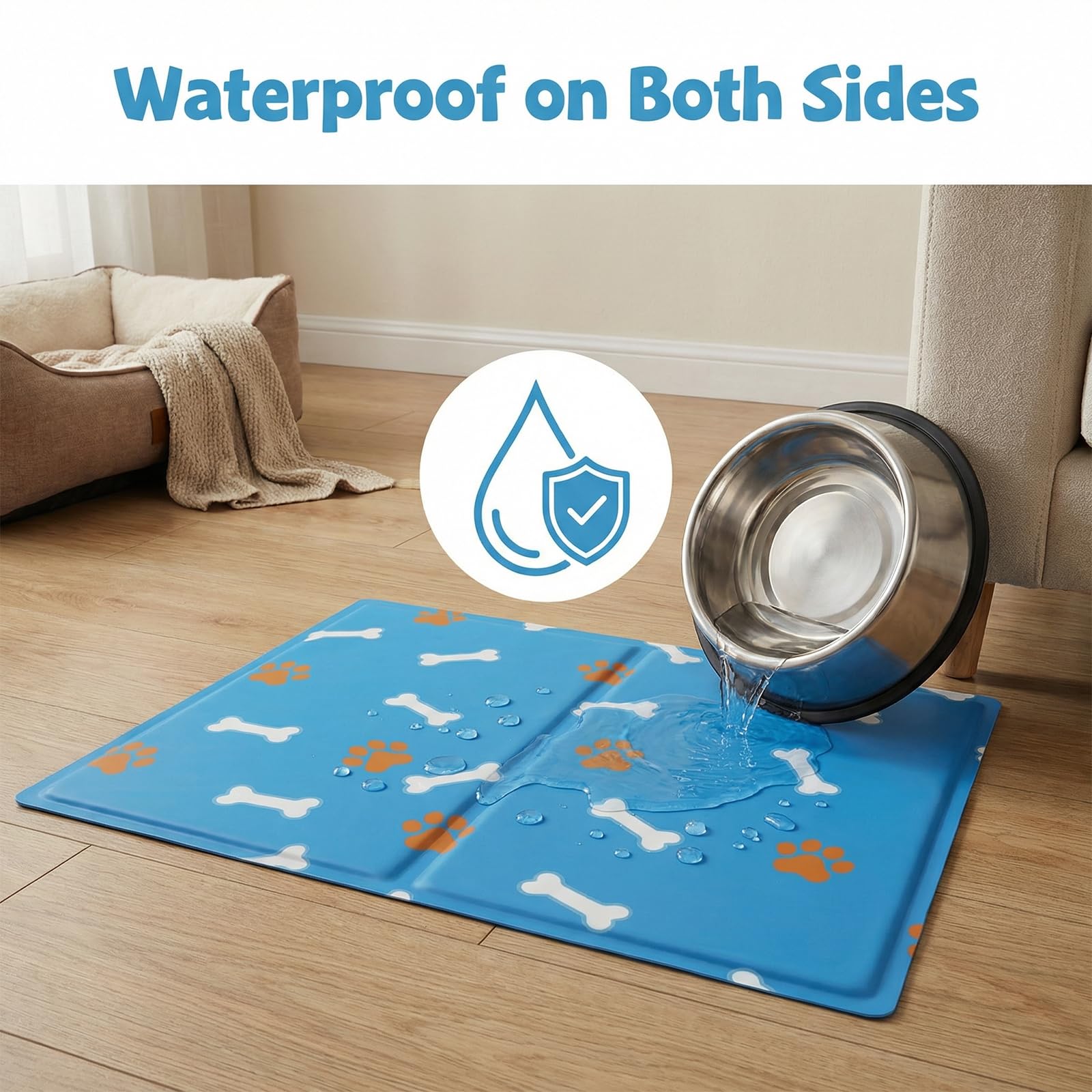 Ninonly Alfombra Refrescante para Perro Gatos 50x65cm, Alfombrilla Refrescante Cojín de Gel Auto Refrigerante Impermeable, Cama Fria para Mascotas Hogar Viajes Coche Verano