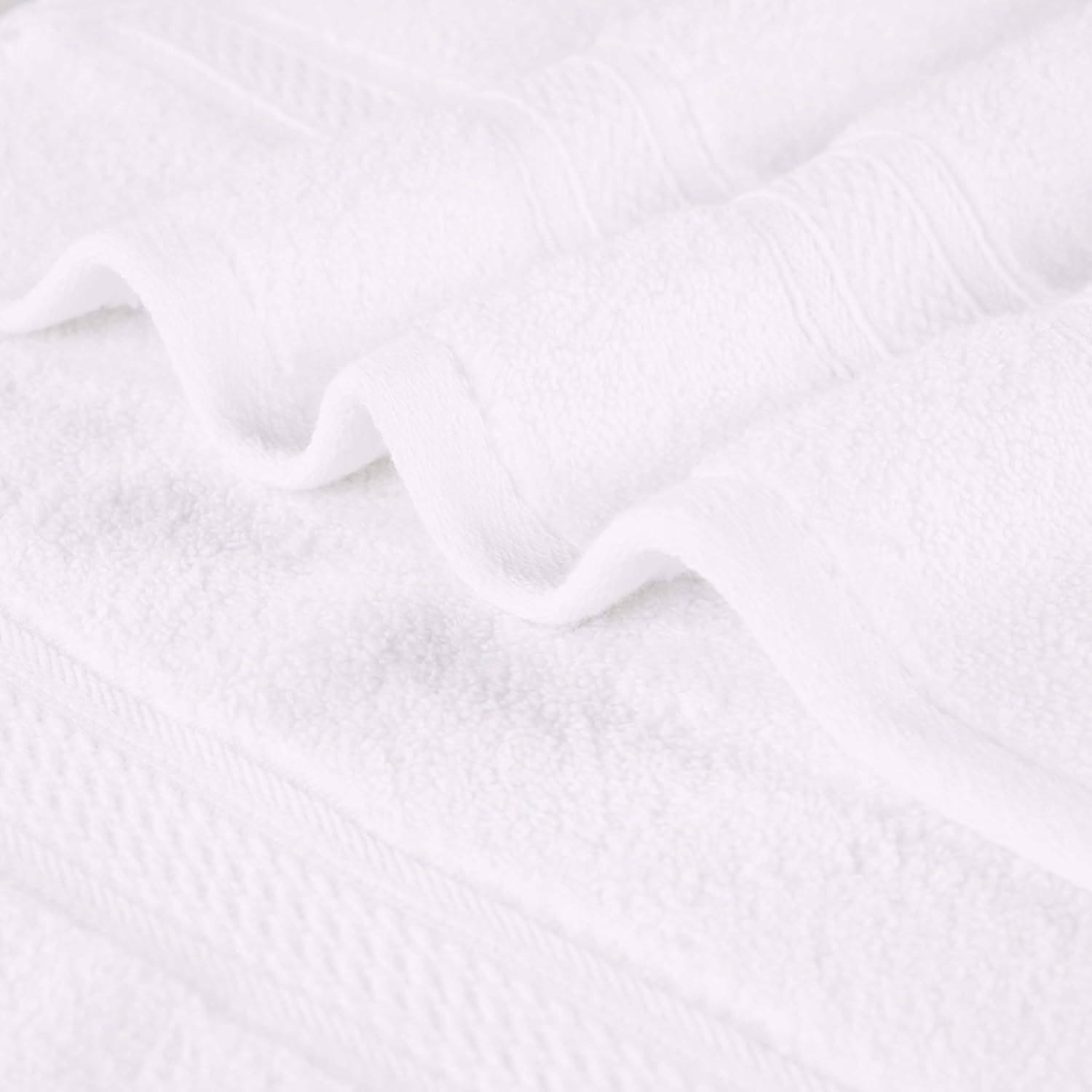 Superior Cotton Chevron 8 Piece Assorted Towel Set, Zero Twist, Quick Dry, Home Essentials, Shower, Spa, Luxury Plush Soft Absorbent Towels, Includes 2 Bath, 2 Hand, 4 Washcloth/Face Towels, White - Image 13