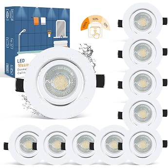 wowatt 10 LED Spotlights 230 V 3 Levels Dimmable Swivelling 7 W 2800 K Warm White | Hell 700LM Einbaustrahler LED Wei&szlig;, IP44 