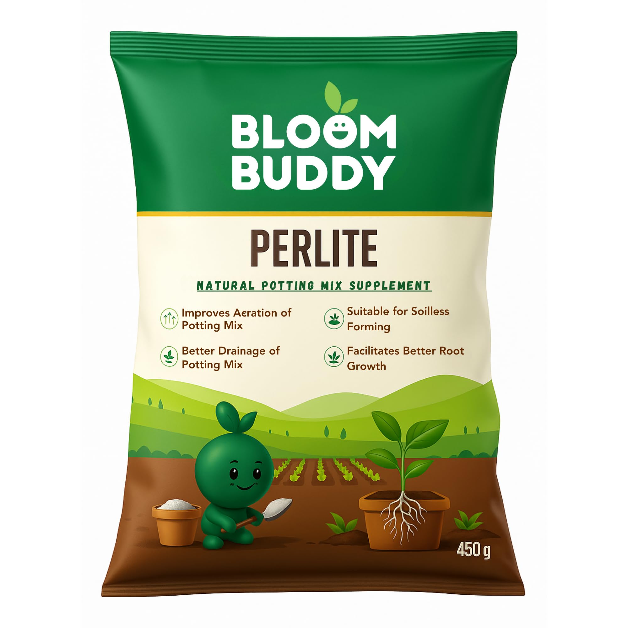 BloomBuddy Perlite for Plants – 450g Sterile Soil Enhancer for Indoor Plants, Succulents & Seed Starting | Improves Drainage, Aeration & Root Growth | Ideal for Potting Mix & Hydroponics
