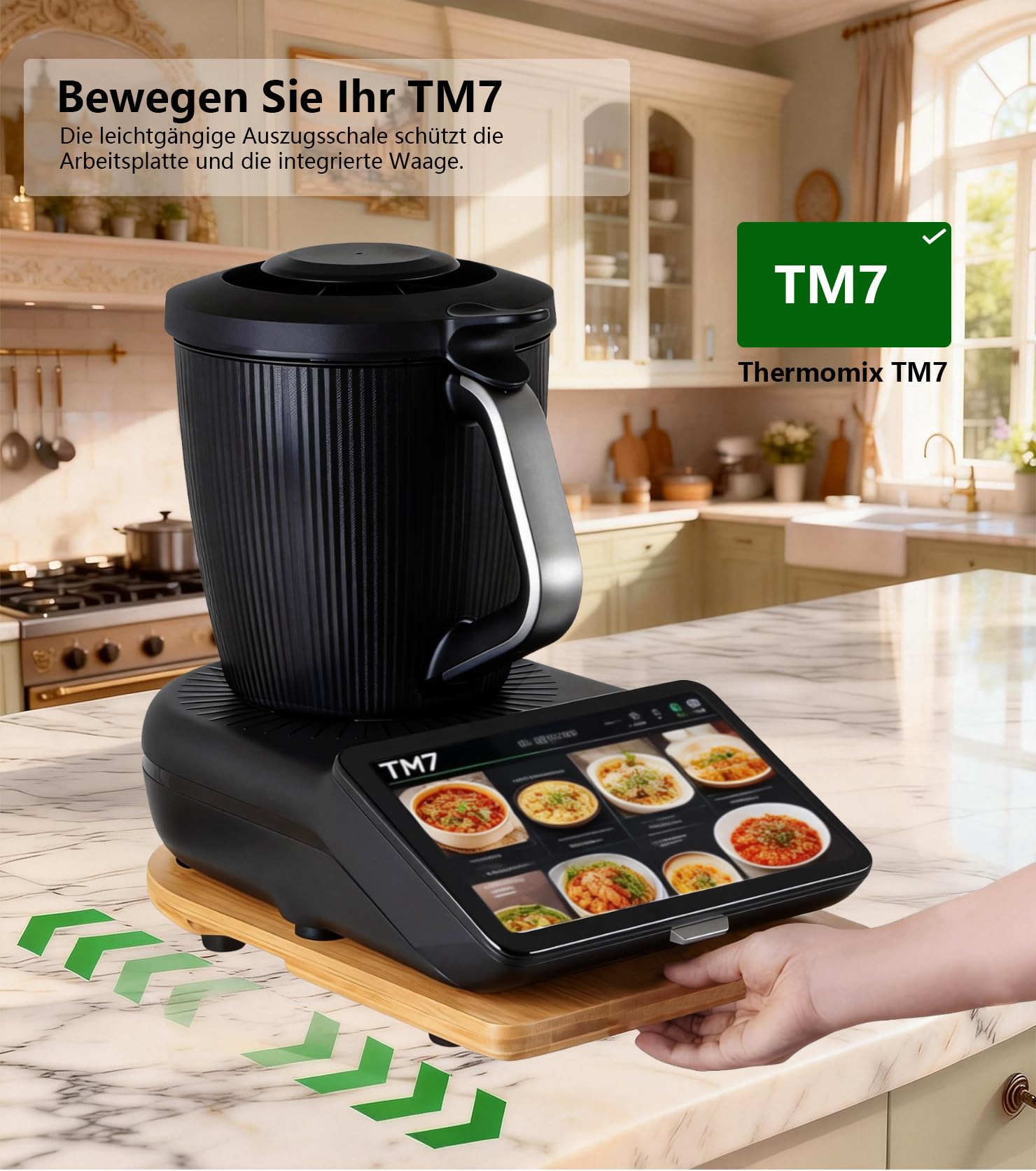 tavola scorrevole Per accessori Bimby TM7 con ruote e piedini in gomma, movimento delicato, robusto e durevole, protegge la piastra di pesatura, per accessori Thermomix tm7 renderà la vostra