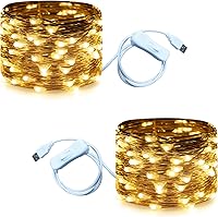 Vista 17 de RUICHEN Guirnalda de luces USB de 33 pies, 100 luces LED con interruptor de encendido/apagado (naranja, paquete de 2)