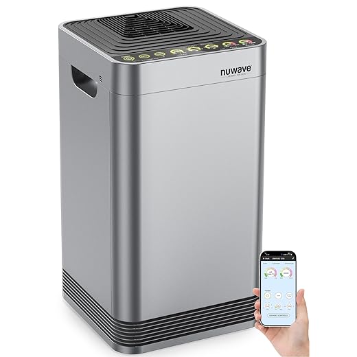 Nuwave Whole House Air Purifiers, Oxypure Smart Air Purifier with 5 Stage Tower Structure Air Filter, Air Quality & Odor Sensors, Sleep Mode for Bedroom, Remove 99.99% of Dust, Smoke, Pollen, Allergen