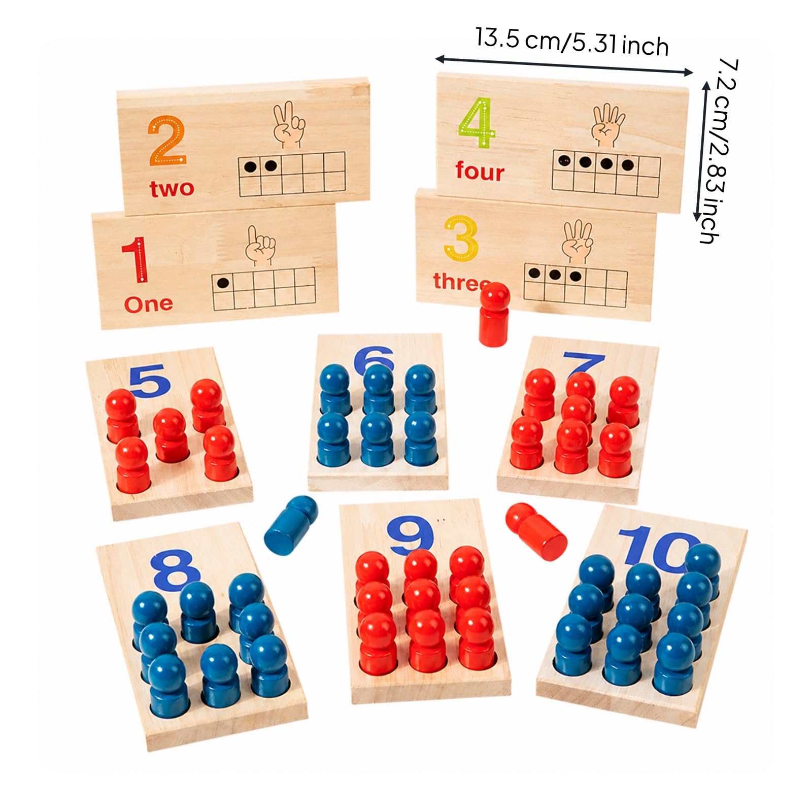 predolo 10 Piezas Tablero Cuadros con Clavijas Numeración sin Pantalla Tabla Numeración Madera No Tóxico Juguete Didáctico Madera para Casa
