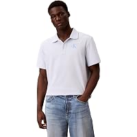 Calvin Klein Uomo Maglietta Polo Maniche Corte Easy Monologo con Chiusura a Bottoni