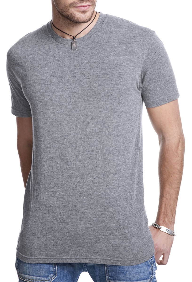 Next Level Men's Rib Collar Tri Blend T-Shirt, Premium Heather, Large