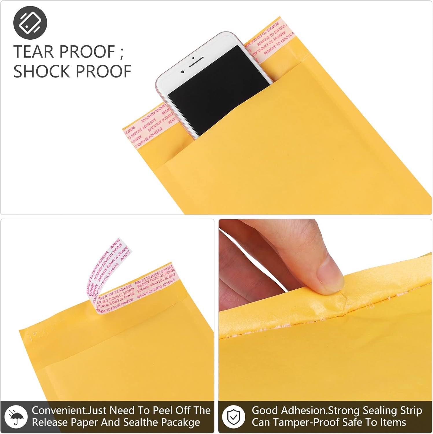 Kraft Bubble Mailer Bulk 50 Pack,High Density Bubble Waterproof Self Seal Adhesive Shipping Bags Protect Your Item Cushioning Padded Envelopes for Shipping Mailing Packaging 5x7" Usable 4x7" - Image 3