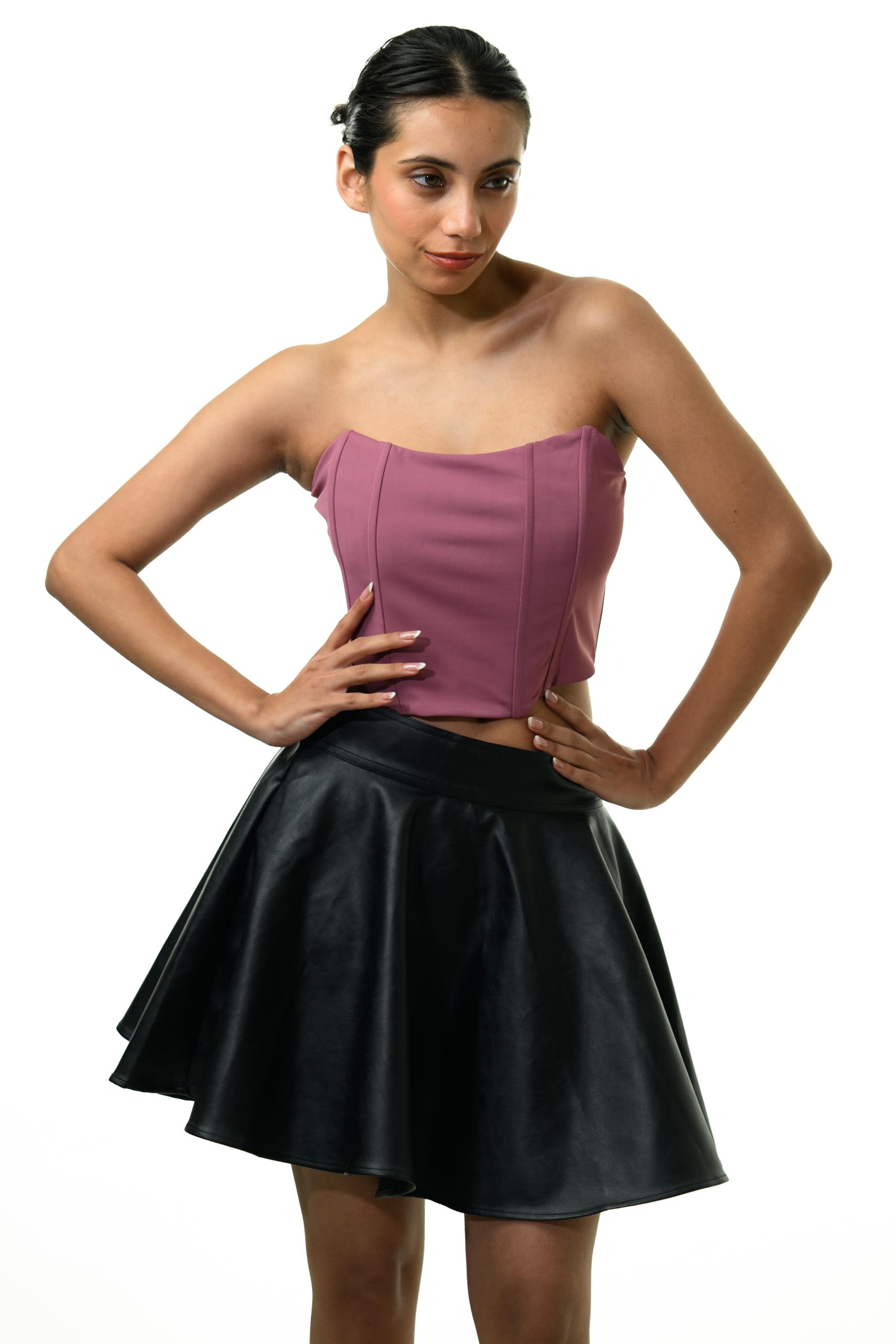 Women’s Strapless Corset Crop Top | Solid Slim Fit Tube Top