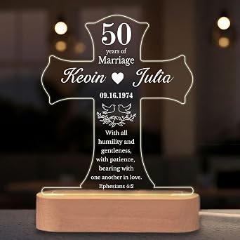 Personalized Acrylic Anniversary Lamp, LED Light, Gift for 50th/40th/60th/25th/Any Year Wedding Anniversary