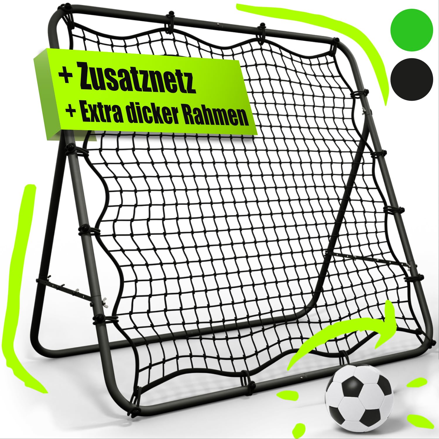BENTSON Rebounder für Fußball Kinder und Profis I Inkl. Ersatznetz I Robuster Rahmen I Auch für Handball, Volleyball und Basketball I Rückprallwand Prellwand Fussball