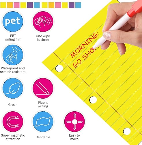 Miniatura 4 de Crtiin Juego de sábanas magnéticas de 6 piezas para refrigerador de 8 x 10.5 pulgadas, colorido juego de sábanas magnéticas de borrado en seco con 6