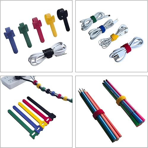 Miniatura 2 de 8 Inches Multi-Colour Reusable Cable Ties Cord Straps Multi-Purpose Wire Ties Cord Wrap Hook and Loop Organizer Cable Management,Adjustable Cord