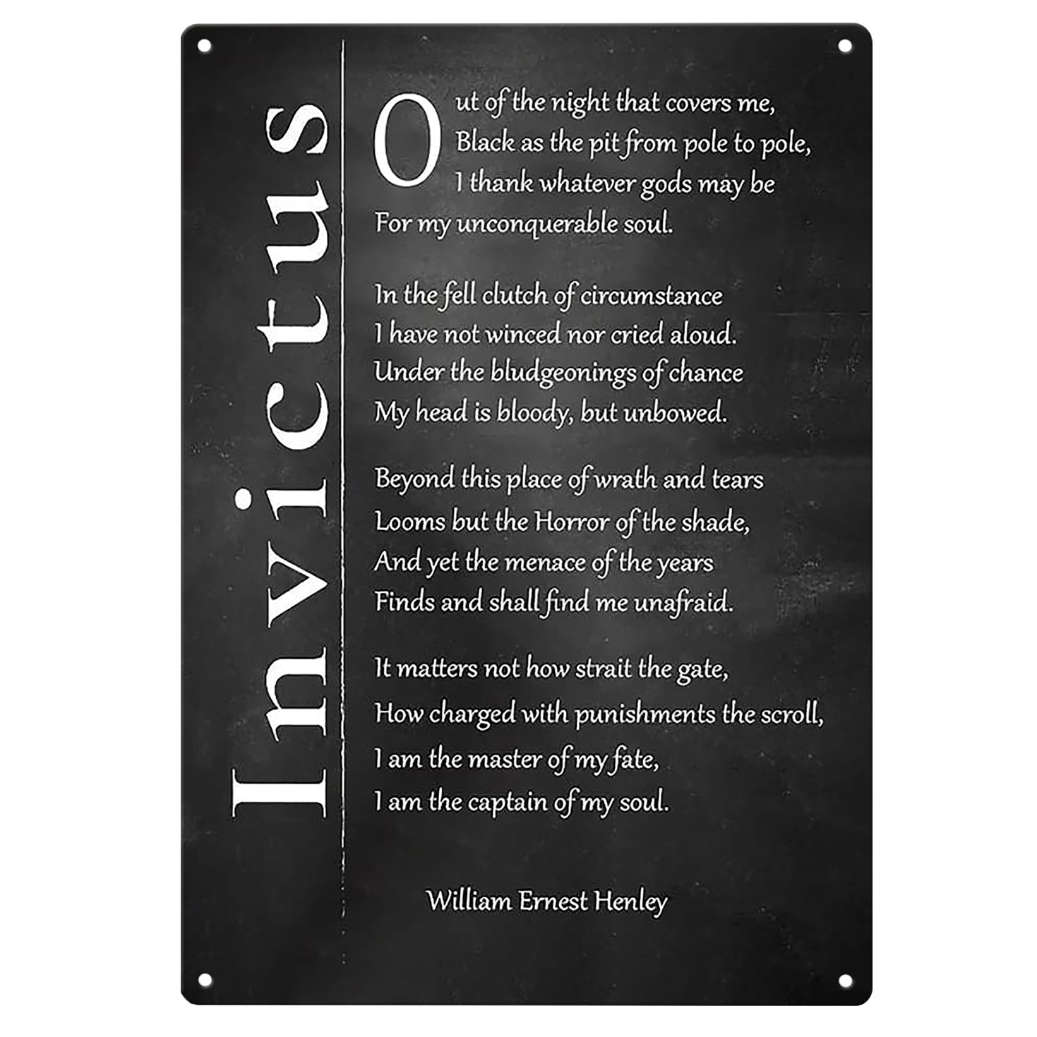 Yelacaay Metalsigna110 Invictus Poem Wall Art Metal Poster Quote I Am The Master Of My Fate Ideal For Bedroom Office Or Hallway Metal Sign Plaque Poster 8X12 Inch