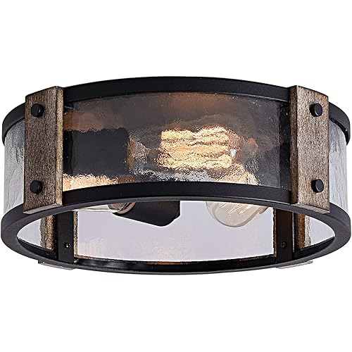 Flush Mount Ceiling Light,13-inch Rustic Ceiling Light Fixture, 3-Light Farmhouse Outdoor Lighting Fixtures Ceiling for Living Room, Kitchen,Bedroom, Dining Room, Foyer, Hallway