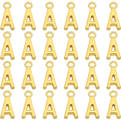 PATIKIL Letter Charm, 50 Pcs Alphabet Initial Pendant Charm Bulk Cute DIY for Jewelry Making Bracelets Earrings Necklace Keychains Crafts, Golden, a