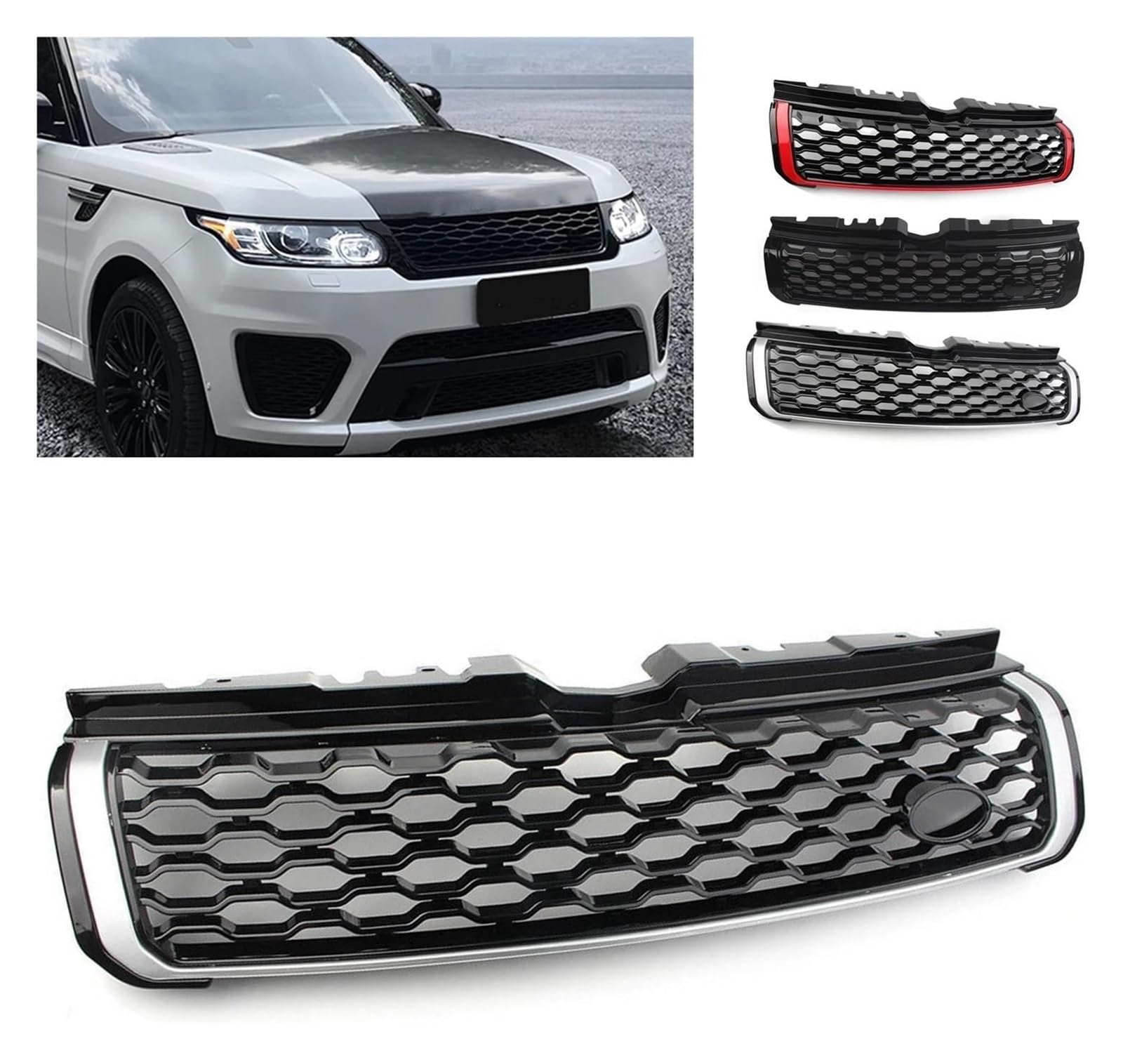 Griglie anteriori e radiatori per auto Griglia paraurti anteriore per Land per Rover,per Range,per Evoque 2010, 2011, 2012, 2013, 2014-2018(Nero)