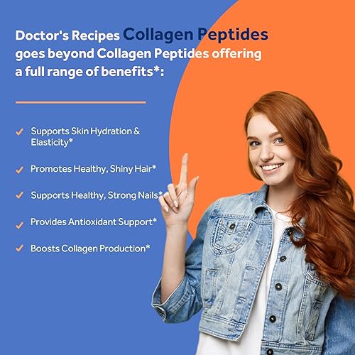 Miniatura 3 de Doctor's Recipes Péptidos de colágeno múltiple con cúrcuma dorada, vitamina C, biotina, ácido hialurónico y pimienta negra, suplementos de colágeno