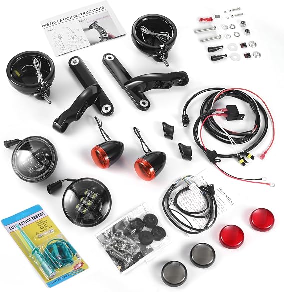 LED 4.5'' Fog Lighting Custom Auxiliary Lighting Kit for harley 2006-2023 Street Glide FLHX Road king electra glide Passing Bracket housing lamps