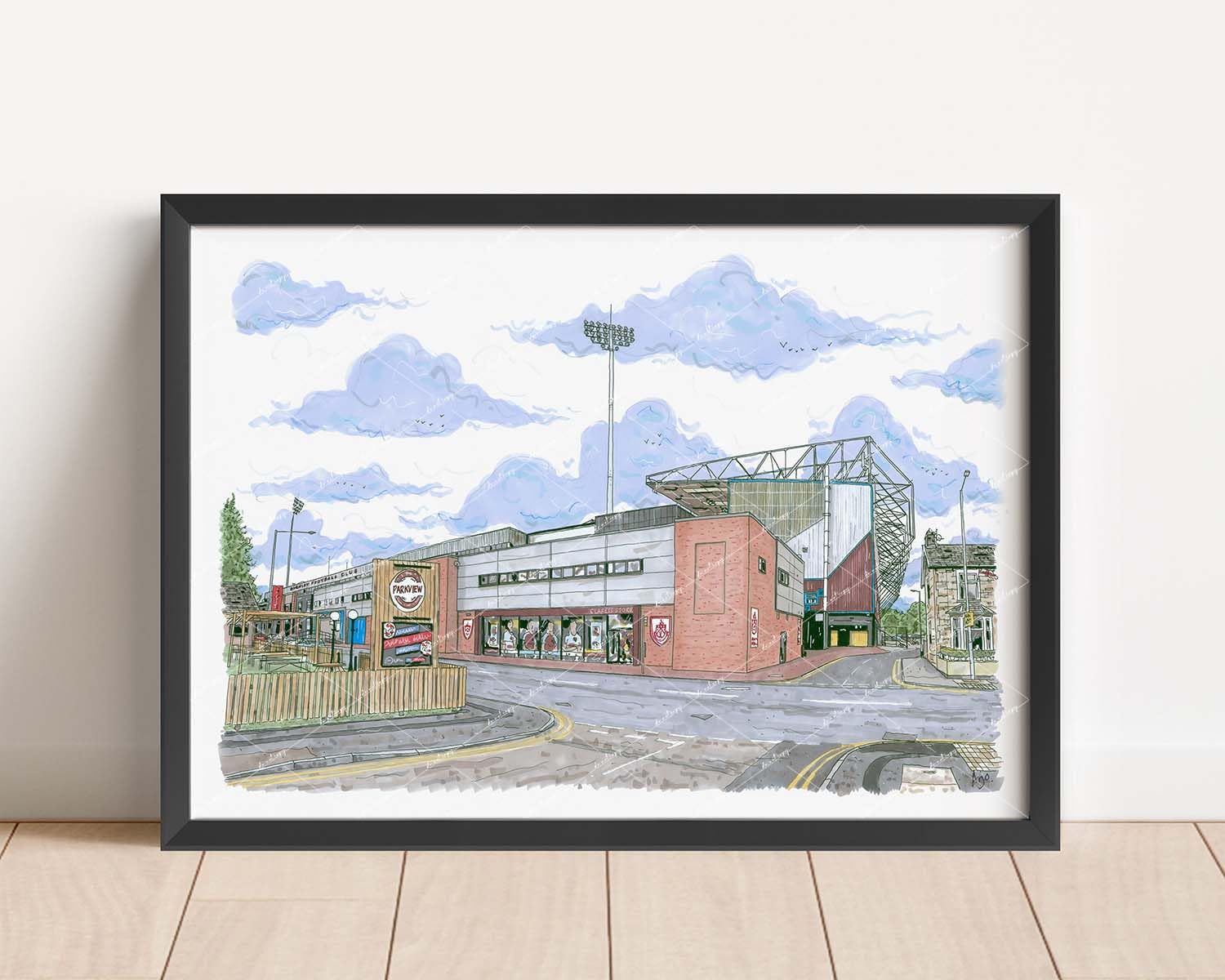 Burnley FC - Turf Moor Stadium - Print - Wall Art - Premier League - Football Art - Stadium - Footy Fans - Hand drawn artwork - UK based artist - Unframed Print