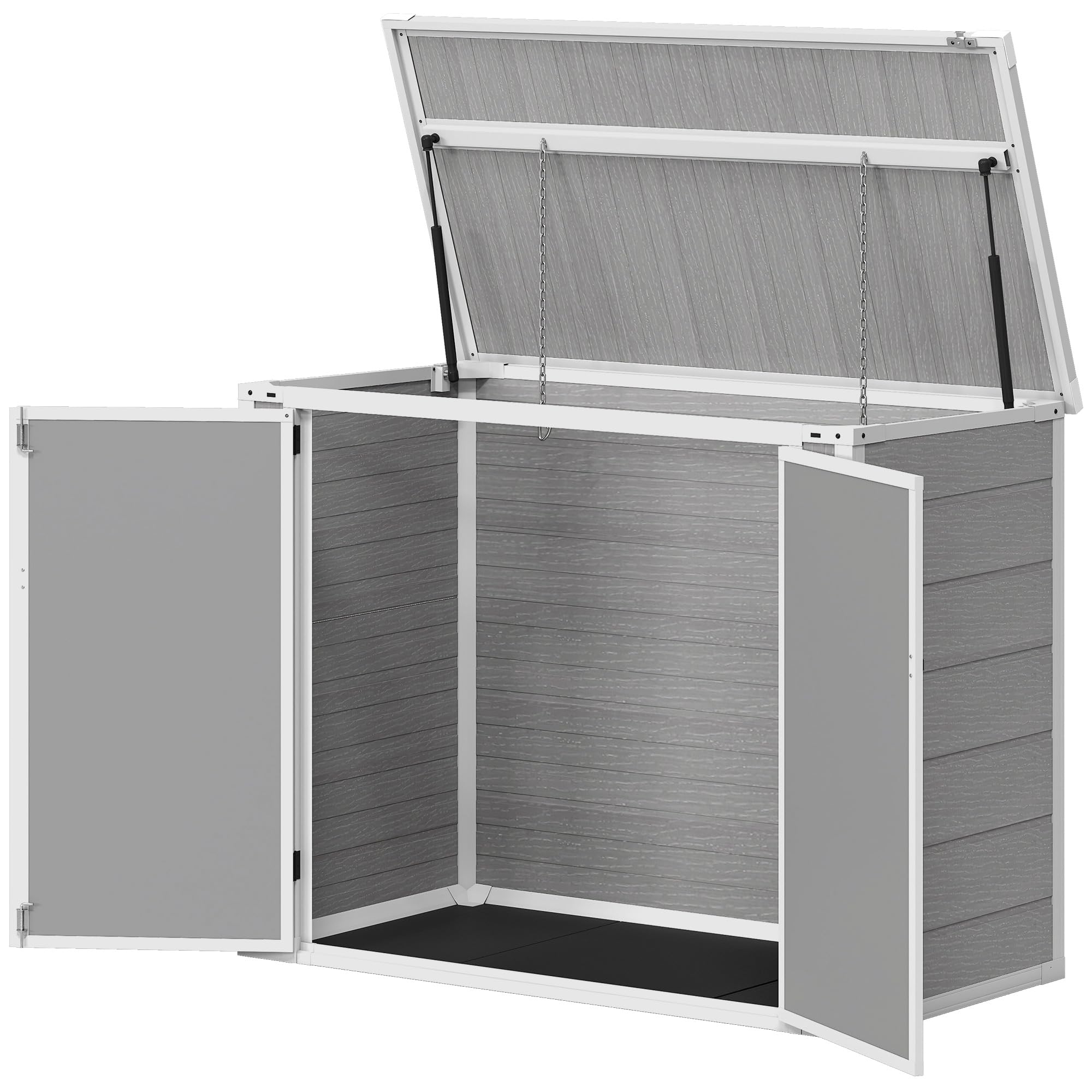 Outsunny 4.7 x 2.5FT Garden Shed Lockable for 2 Trash Cans Grey