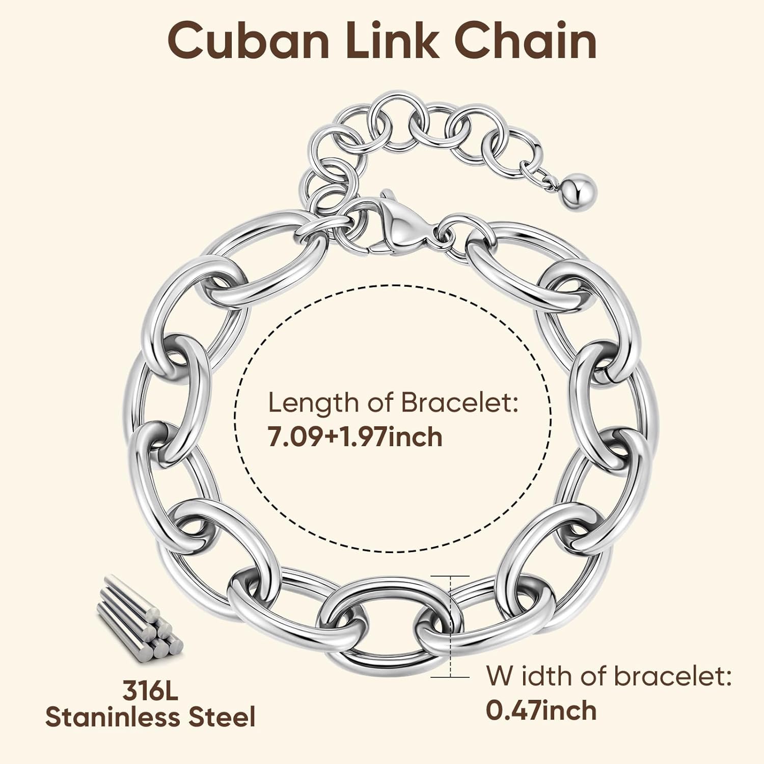 Chunky Gold Bracelets for Women - 18K Gold Plated Cuban Link Bracelet, Stainless Steel Non-tarnish Personality Thick Chain Trendy Jewelry Gifts, Christmas Valentines Prom Birthday Gift for Girlfriend - Image 6