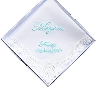 Something Blue,Monogrammed Bride Handkerchief Wedding Gifts, Future Bride, Best friend gift, mom gift,Embroidered Mom Handkerchief.